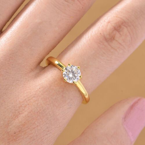Moissanit Ring 925 Silber vergoldet (Größe 19.00) ca. 0,75 ct image number 1