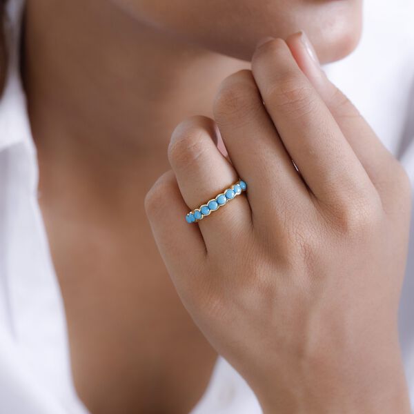 Amerikanischer, natürlicher Sleeping Beauty Türkis Ring, 925 Silber Gelbgold Vermeil, (Größe 17.00) ca. 1.25 ct image number 3