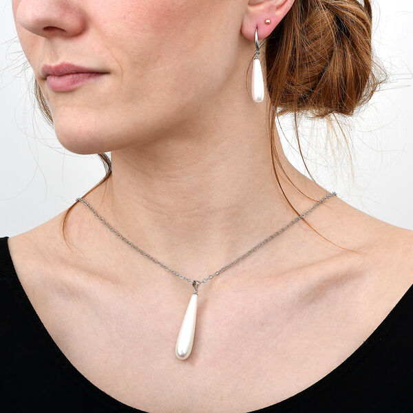 Königin der Edelsteine- Weißes Muschelperlen-Schmuckset image number 3