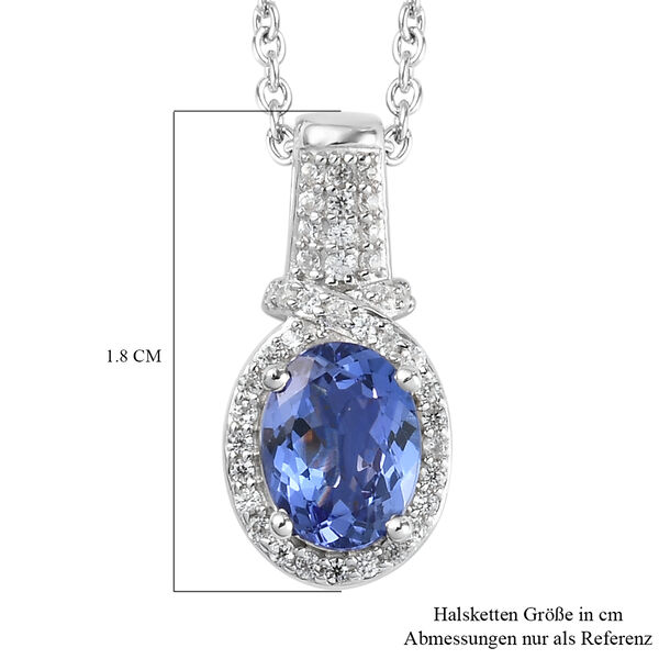 Tansanit und Zirkon Anh&auml;nger mit Silberkette 45 cm 925 Silber platiniert ca. 1,58 ct image number 6
