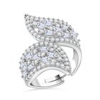 Weißer Zirkonia Ring, Messing, Flexibel, Silberfarben