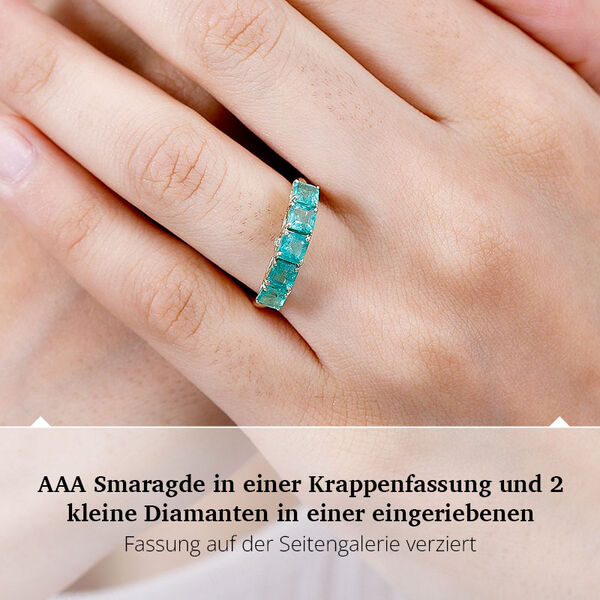 AAA Smaragd und Diamant Ring in 375 Gold - 1,70 ct. image number 3