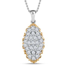J Francis gefertigt mit SWAROVSKI- Zweifarbiger Swarovski Zirkonia Anhänger mit 45cm Kette