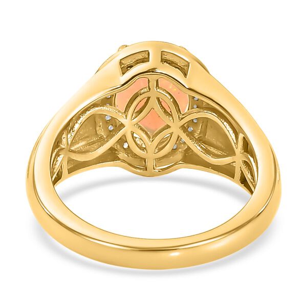 Nat&uuml;rlicher, &auml;thiopischer Welo Opal und wei&szlig;er Zirkon-Ring, 925 Silber vergoldet (Gr&ouml;&szlig;e 20.00) ca. 1.24 ct image number 6