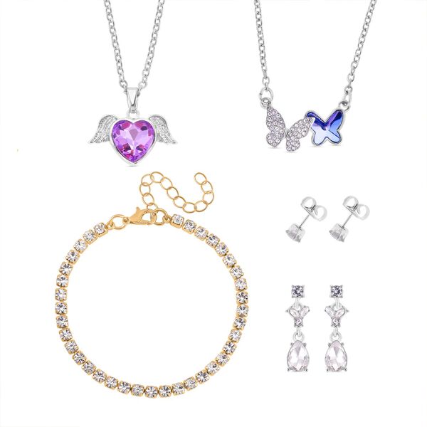 Lila Kristall Schmuckset Eisen, Legierung, Legierung Std Gelb