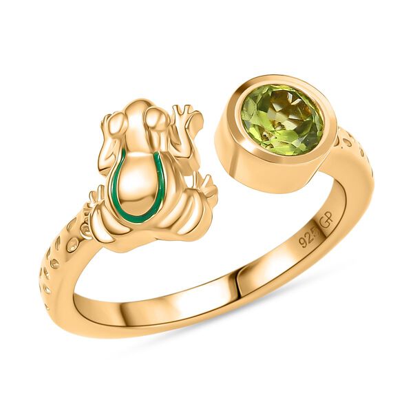 GP Trionfo Kollektion - AA Nat&uuml;rlicher Peridot, Kanchanaburi Blauer Saphir Ring, 925 Silber 750 Gelb Vergoldet (Gr&ouml;&szlig;e 20.00) ca. 0.58 ct image number 4