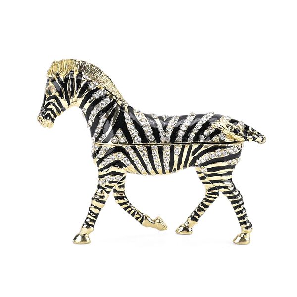 LIVMORE Zebra-Design Schmuckdose, 9x2,5x7cm, Schwarz-Wei&szlig; image number 2