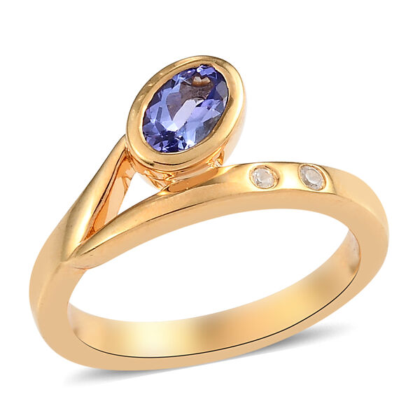Tansanit und Zirkon Ring 925 Silber Gelbgold Vermeil image number 7