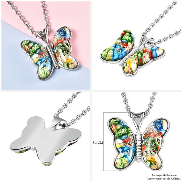 Schmetterlings-Anhänger mit 60cm Kette im Murano-Stil image number 4