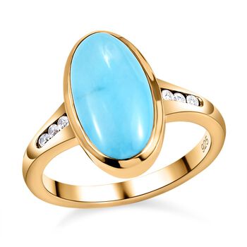 Amerikanischer, nat&uuml;rlicher Sleeping Beauty T&uuml;rkis und Zirkon-Ring - 3,30 ct.