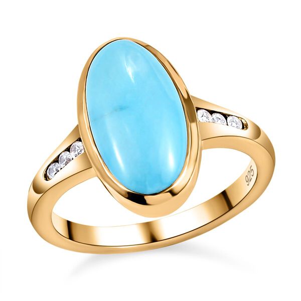 Amerikanischer, natürlicher Sleeping Beauty Türkis und Zirkon-Ring - 3,30 ct. image number 4