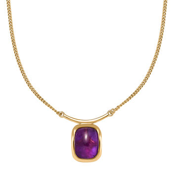 Afrikanischer Amethyst Halskette, ca. 45 cm, 925 Silber vergoldet ca. 11.72 ct