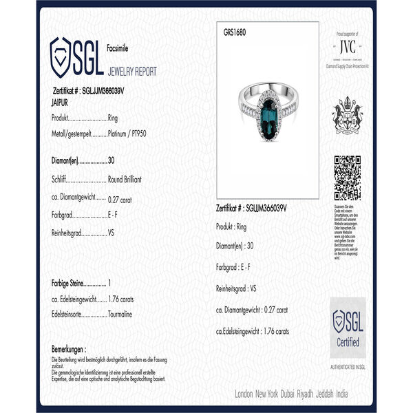 Rhapsody AAAA Pirineu Lagunen Turmalin, Wei&szlig;er Diamant Ring 950 Platin (Gr&ouml;&szlig;e 19.00) ca. 2.03 ct image number 7