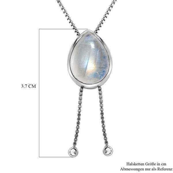 Regenbogen Mondstein Halskette, ca. 45 cm, 925 Silber platiniert ca. 10.33 ct image number 6