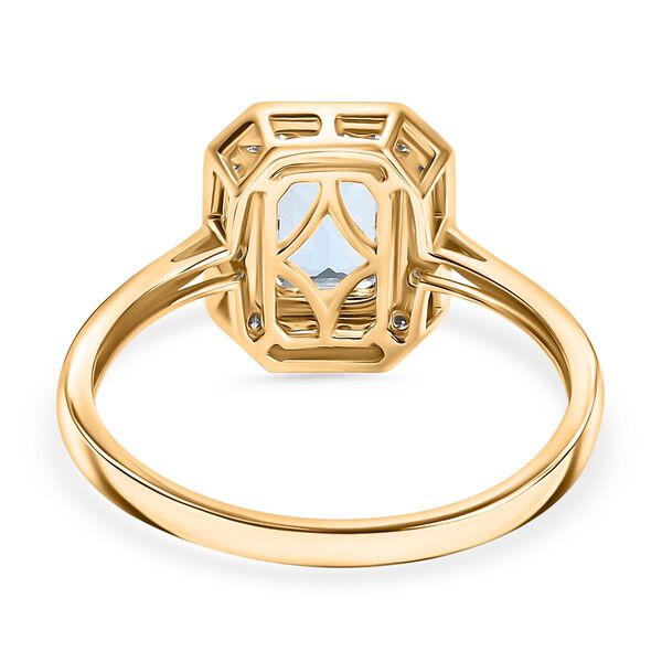 AAA Santamaria Aquamarin, Weißer Diamant Ring 585 Gold (Größe 19.00) ca. 1,05 ct image number 6