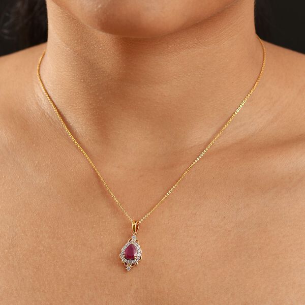 Afrikanischer Rubin und Zirkon Anhänger mit  45cm Kette - 2 ct. image number 2