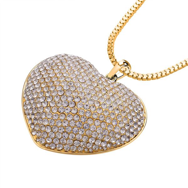 Kristall-Herz-Anhänger mit Kette in Goldton - 5 ct. image number 3