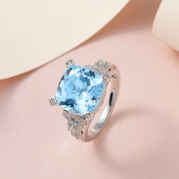 GP Bella Italia Kollektion - Himmelblauer Topas, Zirkon und blauer Saphir-Ring - 8,96 ct.