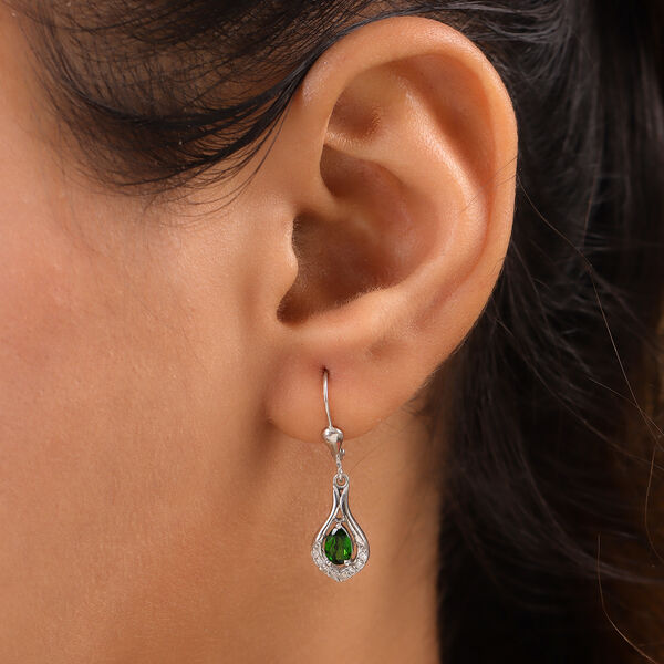 Nat&uuml;rlicher Chromdiopside Ohrh&auml;nger 925 Silber platiniert ca. 0,97 ct&nbsp; image number 3