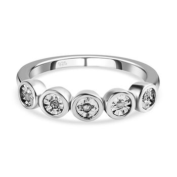 Wei&szlig;er Diamant-Ring, 925 Silber platiniert (Gr&ouml;&szlig;e 16.00) ca. 0.05 ct