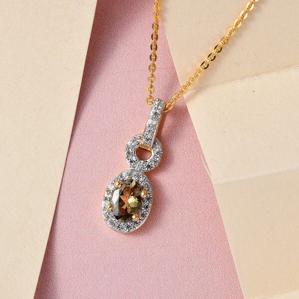 Nat&uuml;rlicher, goldener Tansanit und Zirkon-Anh&auml;nger mit 50cm Kette - 0,73 ct. image number 3