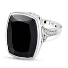 Schwarzer Spinell und weißer Zirkon Ring, 925 Silber platiniert (Größe 17.00) ca. 23.13 ct