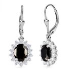 Elite Shungit und Zirkon Ohrringe 925 Silber platiniert ca. 2,93 ct