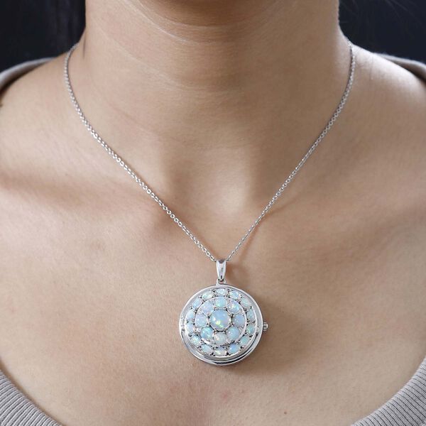 2 in 1 EON Opal und Zirkon-Cluster-Anhänger mit Taschenuhr - 7,90 ct. image number 5