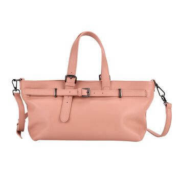 Echtleder-Crossbody-Bag im Trapez-Design, 32x12x19 cm, Pink