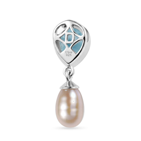 D'Joy S&uuml;&szlig;wasser Perle (8x6 mm), Larimar Anh&auml;nger 925 Silber Platiniert image number 4
