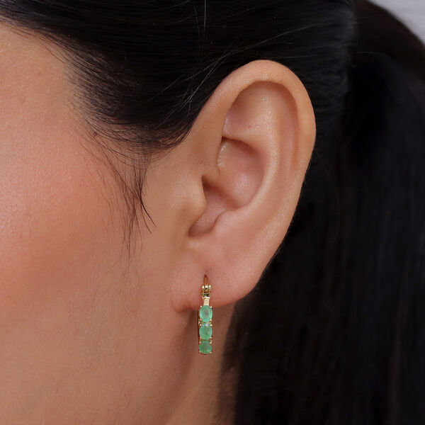 D'Joy Socoto Smaragd Ohrringe 925 Silber 750 Vergoldet ca. 0.94 ct image number 3