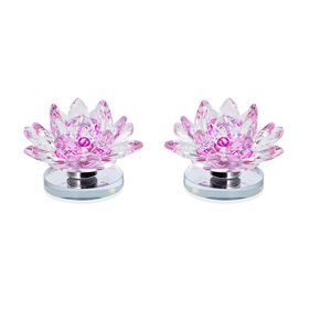 2er-Set kristallklare Lotusblume mit Drehsockel und Geschenkbox, Lila