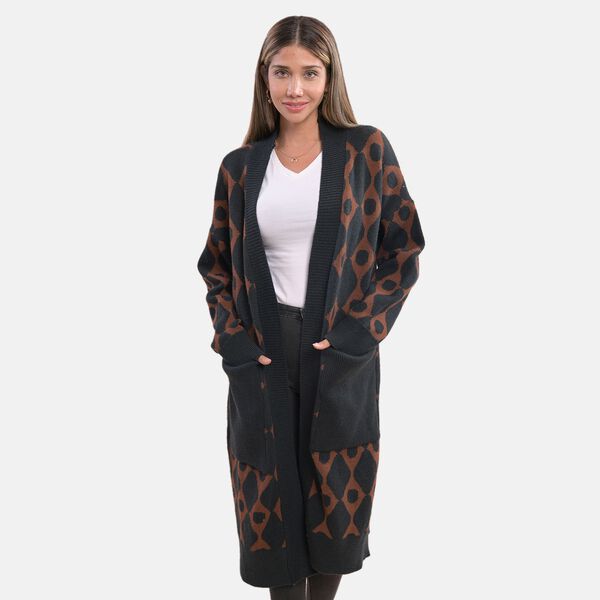 LA MAREY - offene Strickjacke mit Farbkontrast, Einheitsgröße Schwarz image number 3