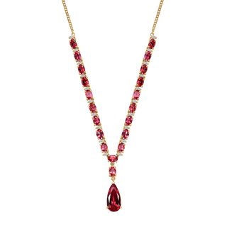 Empress Flame - D joy Lab Created Padparadscha-Saphir Halskette ca. 45 cm 925 Silber 750 Gelbgold Vermeil ca. 19.30 ct