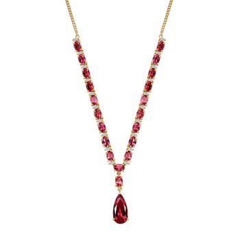 Empress Flame - D joy Lab Created Padparadscha-Saphir Halskette ca. 45 cm 925 Silber 750 Gelbgold Vermeil ca. 19.30 ct