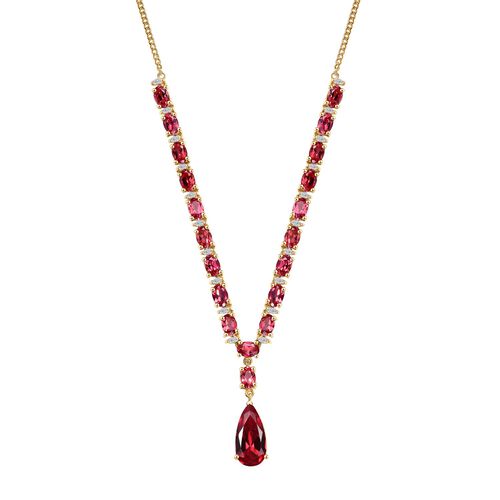 Empress Flame - D joy Lab Created Padparadscha-Saphir Halskette ca. 45 cm 925 Silber 750 Gelbgold Vermeil ca. 19.30 ct image number 0