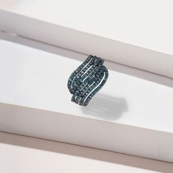 Blauer Diamant-Ring, 925 Silber platiniert  ca. 1,00 ct