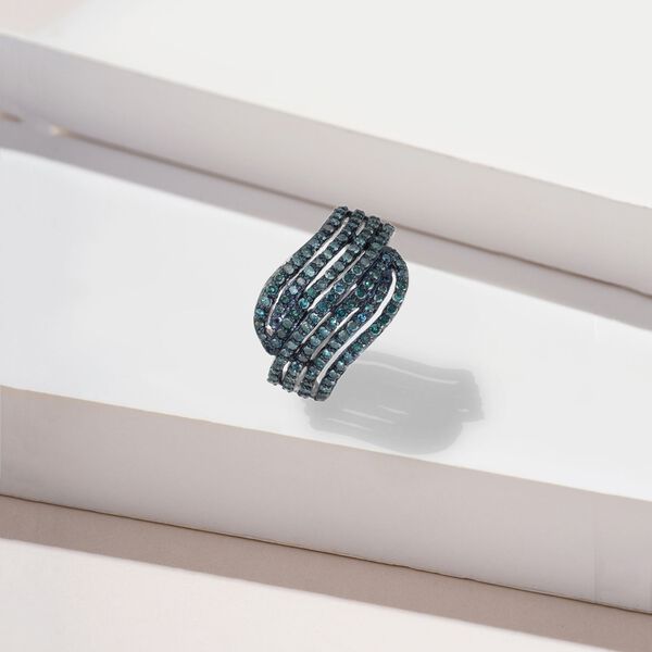 Blauer Diamant-Ring, 925 Silber platiniert  ca. 1,00 ct image number 2