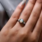 Natürlicher Äthiopischer Opal und Mehrfarbige Edelstein Ring 925 Silber Platin-Überzug image number 2