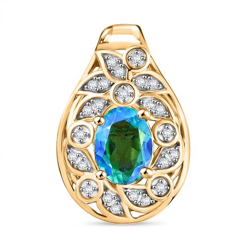 Pfau Quarz Triplett und Zirkon Anhänger - 1,72 ct. image number 0