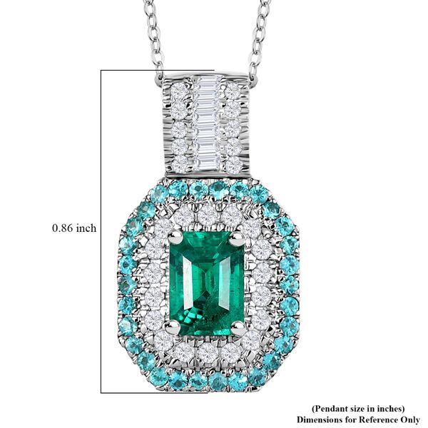 RHAPSODY zertifiziert und geprüft AAAA Kagem sambischer Smaragd, Paraiba Turmalin und Diamant Anhänger mit 45cm Kette in 950 Platin - 1,77 ct. image number 6