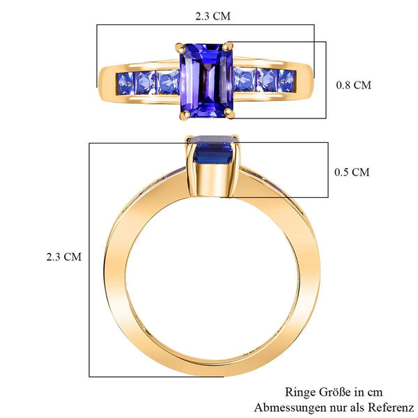 AAA Tansanit (Oktagon Schliff) und AA Tansanit (Carr&egrave; Schliff) Ring in 585 Gold - 1,76 ct. image number 4