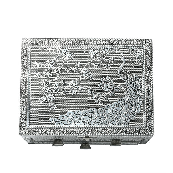 Oxidierte 3-stufige Schmuckbox mit Pferdeprägung und Samt-Innenfutter image number 6