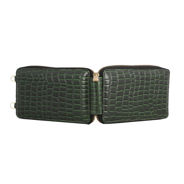 Unisex Brieftasche aus echtem Leder, Gr&ouml;&szlig;e 17,7x2,5x10 cm, Dunkelgr&uuml;n image number 4