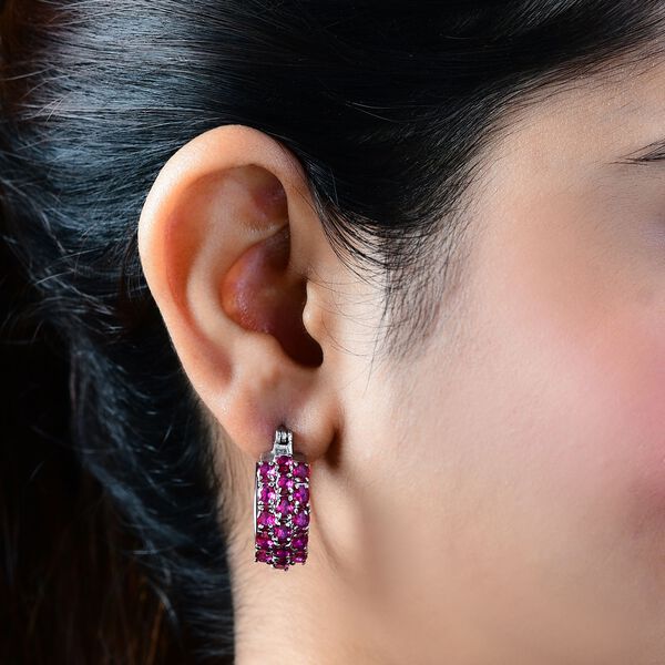 Roter Zirkonia Ohrringe  Edelstahl ca. 6.62 ct image number 2