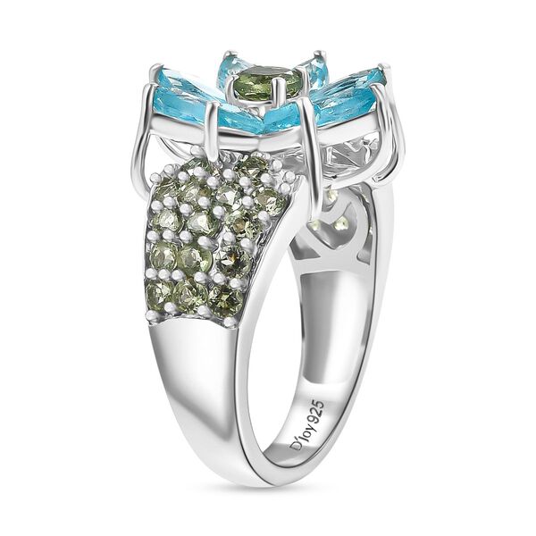 Djoy Betroka Blauer Apatit, Nat&uuml;rlicher gr&uuml;ner Apatit Ring 925 Silber rhodiniert (Gr&ouml;&szlig;e 20.00) ca. 3.84 ct image number 5