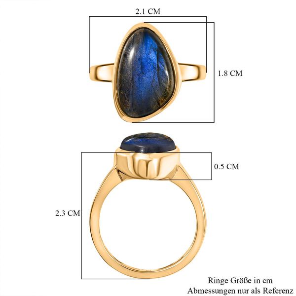 D'Joy AAA Labradorit Ring 925 Silber 750 Gelb Vergoldet (Größe 19.00) ca. 6,66 ct image number 7