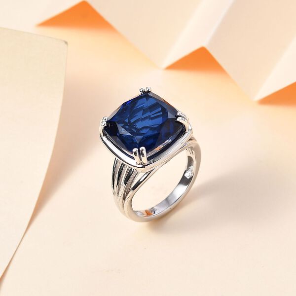 Tansanit-Farbe Quarz Ring 925 Silber platiniert (Größe 21.00) ca. 13,20 ct image number 2