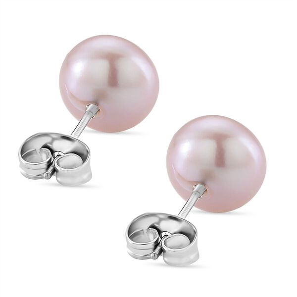 Pfirsich-Süßwasser Perle (7-9 mm) Schmuckset 316L Edelstahl image number 7