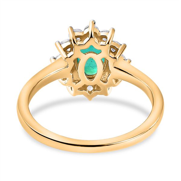 Pfau Quarz Triplette, Weißer Zirkon Ring, 925 Silber vergoldet (Größe 20.00), ca. 1.45 ct image number 6